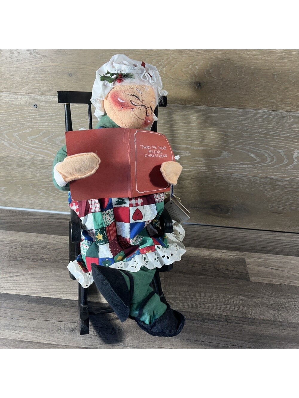 Vintage 1997 Annalee Christmas Mrs. Claus Doll in Wooden Rocking Chair